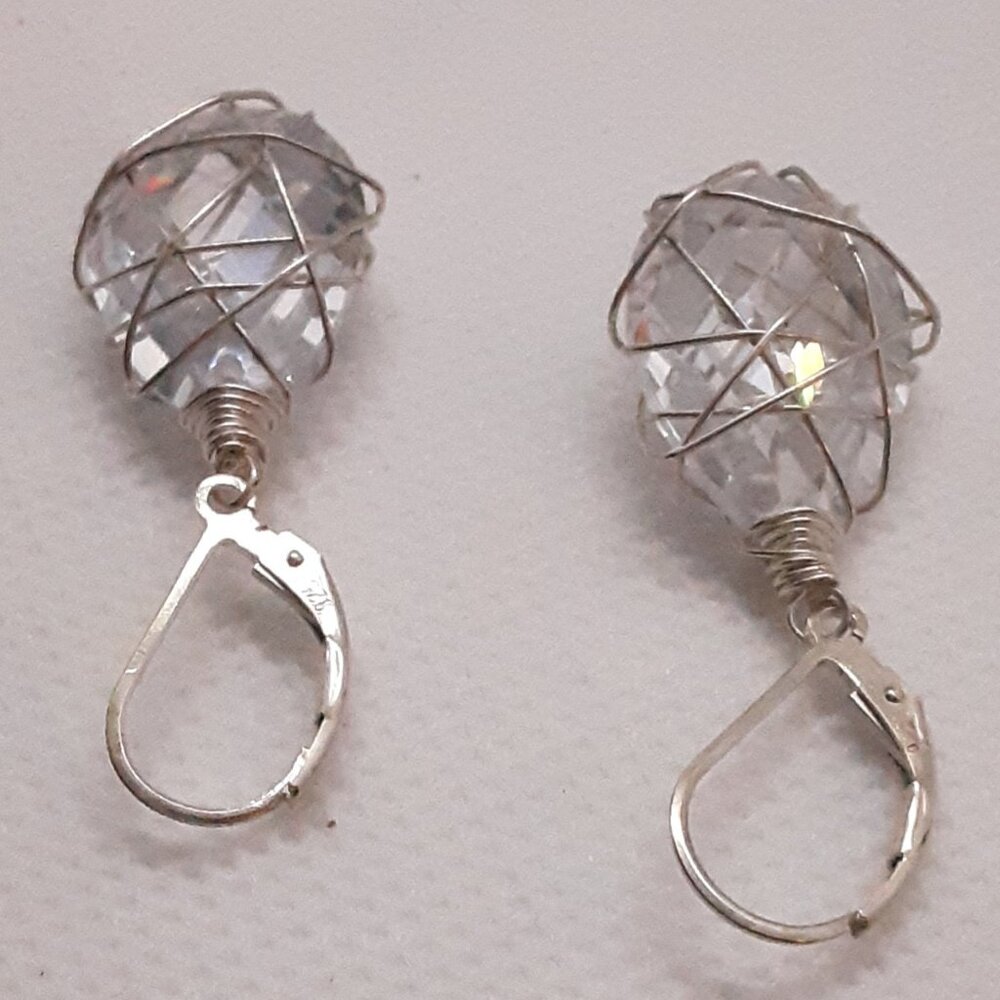 Designer Nina Nyugen -- New sterling silver and wrapped crystal drop earrings - Picture 9 of 10